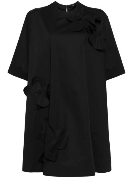 Bombažna večerna obleka s cvetličnim vzorcem Jnby črna