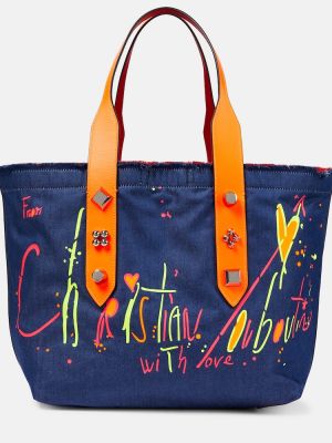 Nákupná taška s potlačou Christian Louboutin modrá