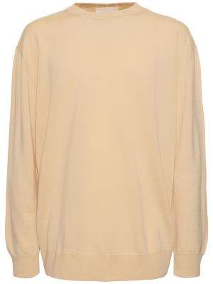 Suéter de lana de cuello redondo Jil Sander beige