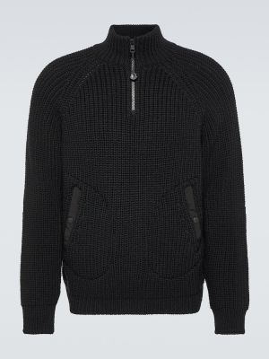 Jersey de lana con cremallera de tela jersey Moncler Genius negro