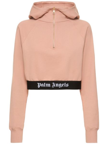 Bluza z kapturem bawełniana Palm Angels różowa