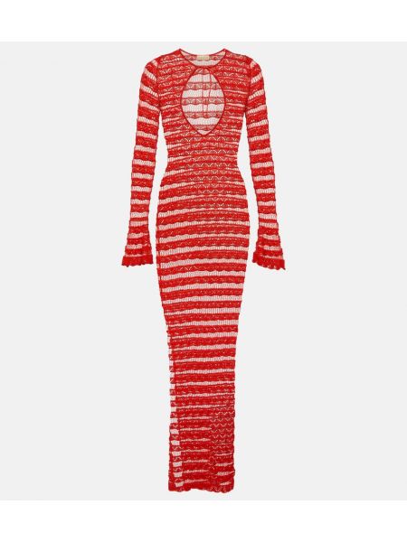 Krajkové bavlněné dlouhé šaty Aya Muse červené