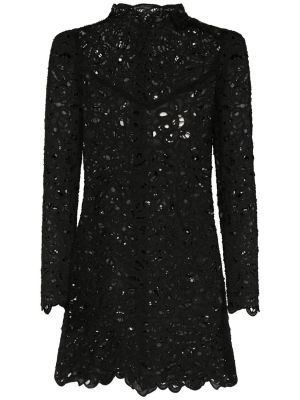 Čipkované mini šaty Isabel Marant čierna