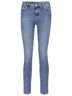 Jeansy skinny z wysoką talią slim fit Ag Jeans niebieskie