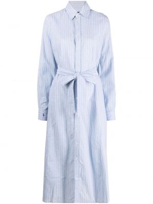 Pruhované bavlnené ľanové šaty Polo Ralph Lauren