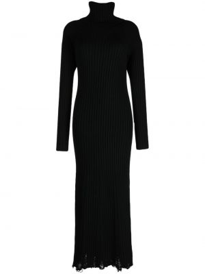 Vlnené dlouhé šaty Junya Watanabe čierna
