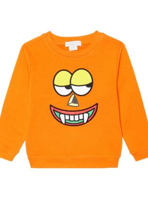 Bomull hettegenser for gutter Stella Mccartney Kids oransje