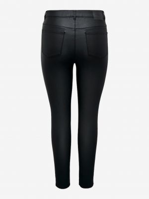 Priliehavé kožené priliehavé skinny fit džínsy Only čierna