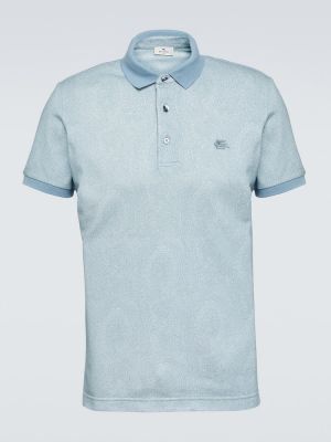 Kokvilnas polo krekls ar lāsīšu rakstu Etro zils