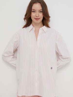 Koszula bawełniana relaxed fit Tommy Hilfiger różowa