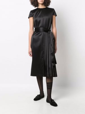 Seiden kleid mit plisseefalten Thom Browne schwarz