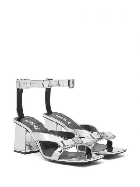 Kožené sandály Versace stříbrné