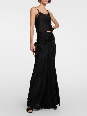 Drapovaný džerzej dlhá sukňa Saint Laurent čierna