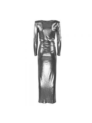 Sukienka długa z długim rękawem Simona Corsellini srebrna