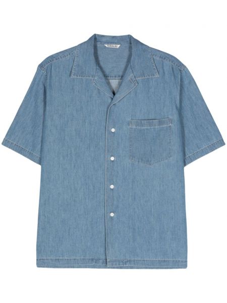 Rifľová košeľa Auralee modrá