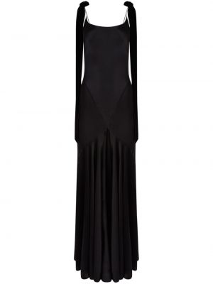 Saténové dlouhé šaty s mašľou Nina Ricci čierna