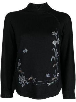 Květinový svetr s potiskem Shiatzy Chen černý
