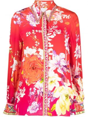 Svilena srajca s cvetličnim vzorcem s potiskom Camilla rdeča