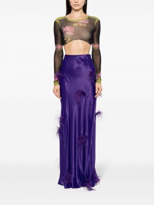 Satynowa długa spódnica w piórka Marques'almeida fioletowa