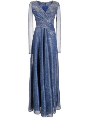 Вечерна рокля с v-образно деколте Talbot Runhof синьо
