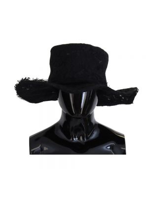 Sombrero de flores de encaje Dolce & Gabbana negro