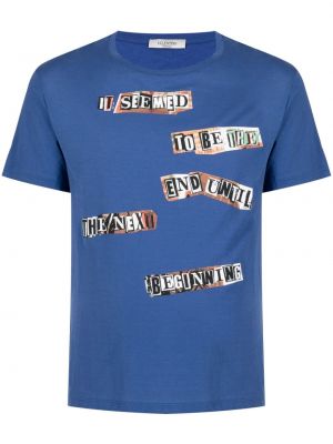 Памучна тениска с принт Valentino Garavani синьо