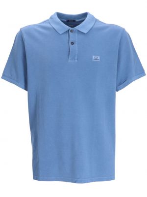 Bombažna polo majica z vezenjem C.p. Company modra