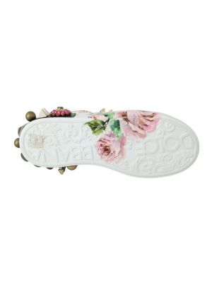 Zapatillas de cuero de flores de cristal Dolce & Gabbana