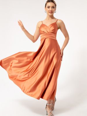 Σατέν βραδινό φόρεμα Lafaba πορτοκαλί