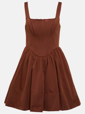 Платье мини Staud коричневое