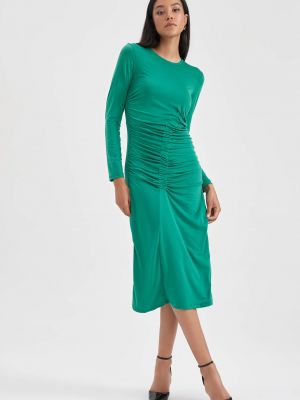 Midi šaty s dlouhými rukávy Defacto zelené