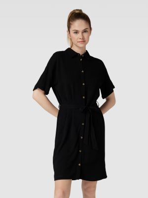 Sukienka koszulowa z wiskozy Pieces czarna