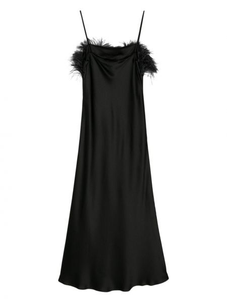 Satynowa sukienka koktajlowa w piórka Antonelli czarna