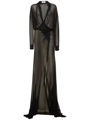 Drapované dlouhé šaty Mônot čierna