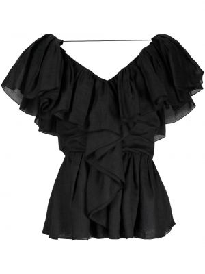 Блуза с v-образно деколте с волани Chloé черно