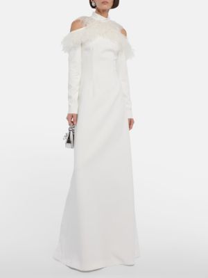 Макси рокля с пера Christopher Kane бяло