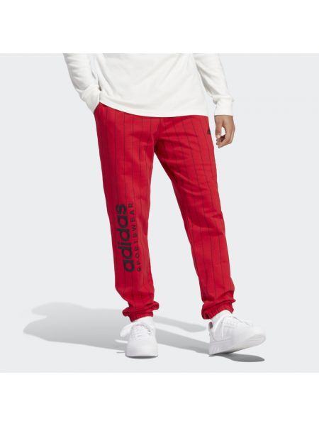 Spodnie polarowe w paski Adidas czerwone