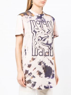 Tričko s potiskem s abstraktním vzorem Isabel Marant Etoile hnědé