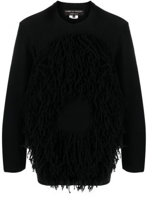 Vlněný svetr s třásněmi Comme Des Garçons Homme Plus černý
