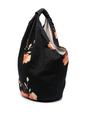 Květinová shopper kabelka s potiskem Our Legacy černá