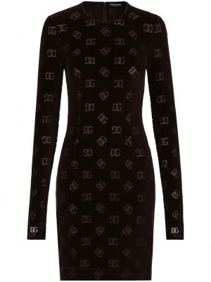 Žakárové bavlnené koktejlkové šaty Dolce & Gabbana