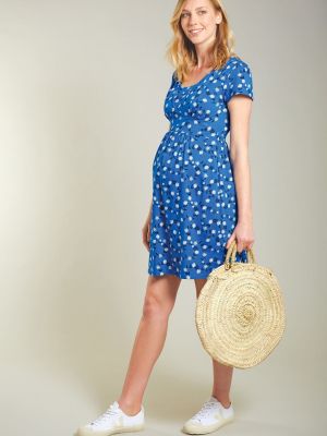 Синее платье из натурального хлопка с ромашками из коллекции для беременных и кормящих женщин Frugi