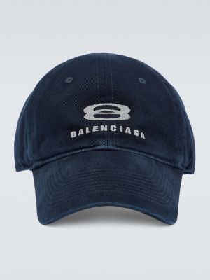 Памучна шапка с козирки Balenciaga синьо