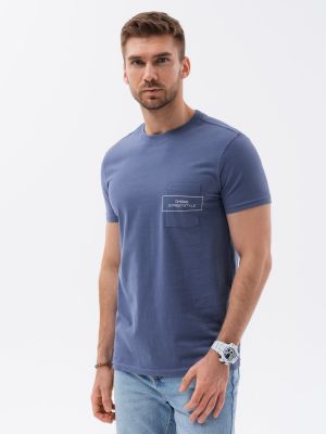Памучна тениска с принт с джобове Ombre синьо