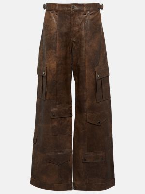 Кожаные брюки карго Dodo Bar Or коричневые