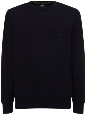 Bombažni pulover Boss črna