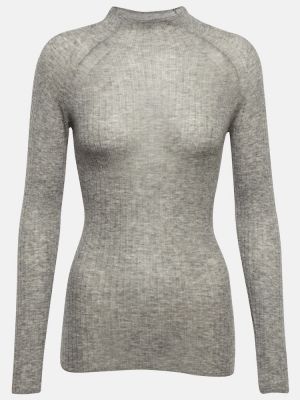 Плетен вълнен пуловер Wolford сиво