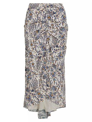 Шелковая юбка миди в цветочек с принтом Veronica Beard