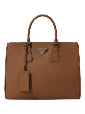 Кожаная сумка шоппер Prada коричневая