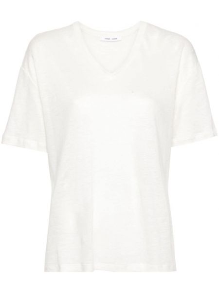 Ленена тениска Samsøe Samsøe бяло